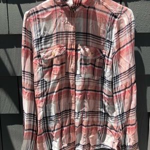 Pink plaid button up